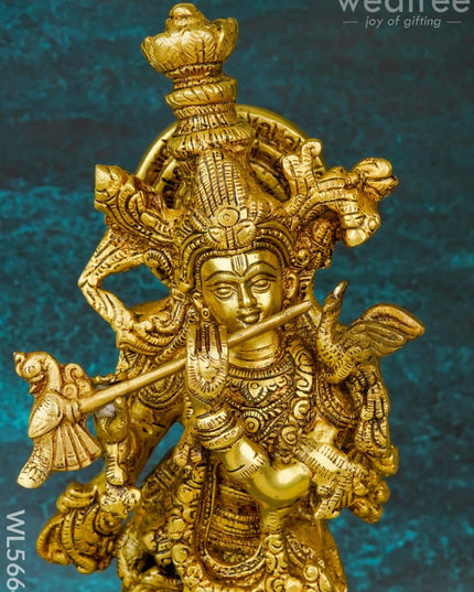 Brass Krishna Idol - 15 inch - WL5664 - Brass Figurines