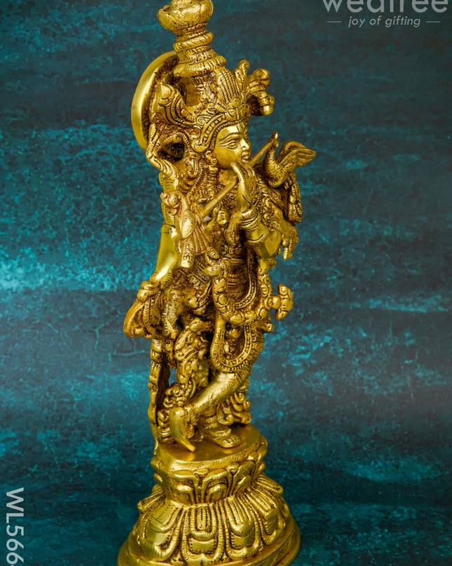 Brass Krishna Idol - 15 inch - WL5664 - Brass Figurines