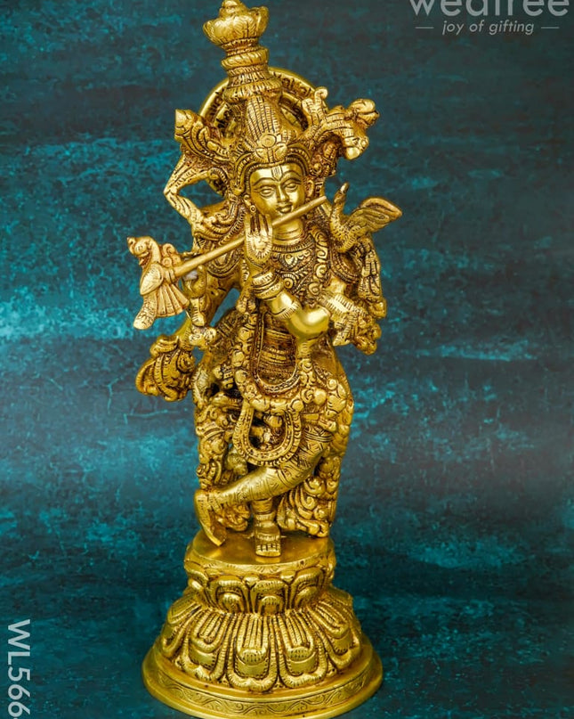 Brass Krishna Idol - 15 inch - WL5664 - Brass Figurines