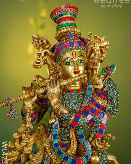 Brass Krishna Idol - 26 Inch Wl4736 Figurines