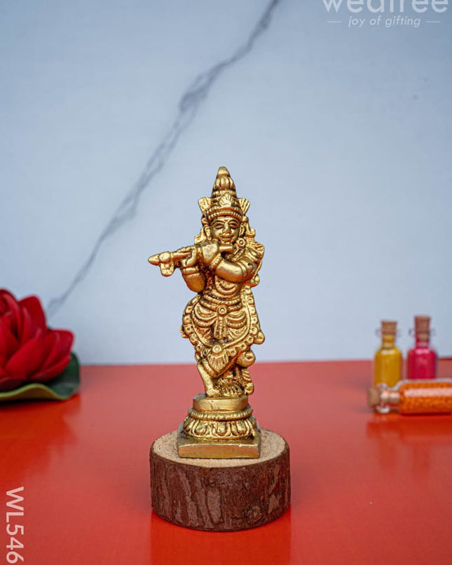 Brass Krishna Idol - 3 inch - WL5467 - Brass Figurines