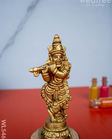 Brass Krishna Idol - 3 inch - WL5467 - Brass Figurines