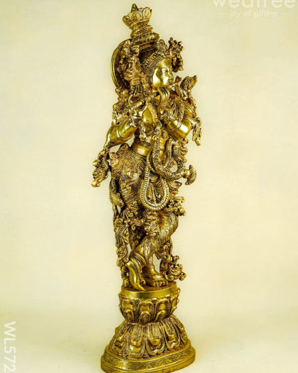 Brass Krishna Idol - 30 Inch - WL5724 - Brass Figurines