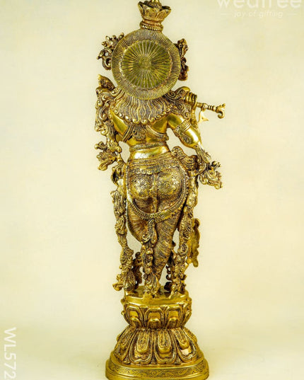 Brass Krishna Idol - 30 Inch - WL5724 - Brass Figurines
