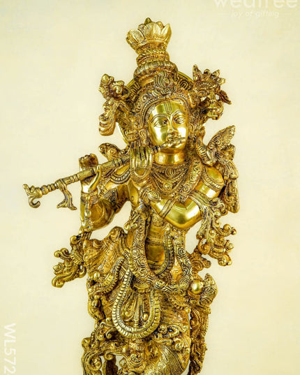 Brass Krishna Idol - 30 Inch - WL5724 - Brass Figurines