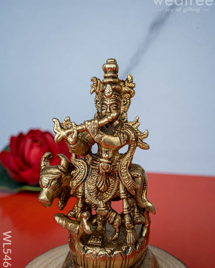 Brass Krishna Idol - 4 inch - WL5460 - Brass Figurines