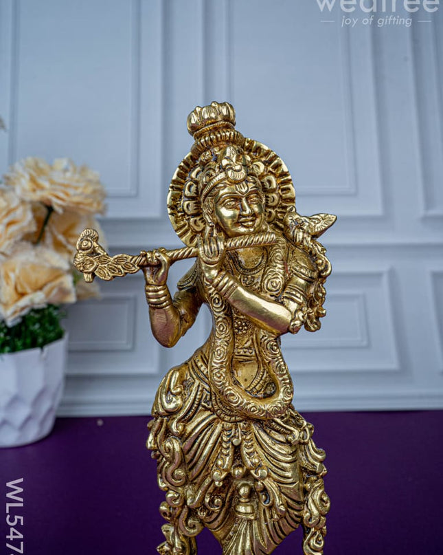 Brass Krishna Idol - 9 inch - WL5474 - Brass Figurines