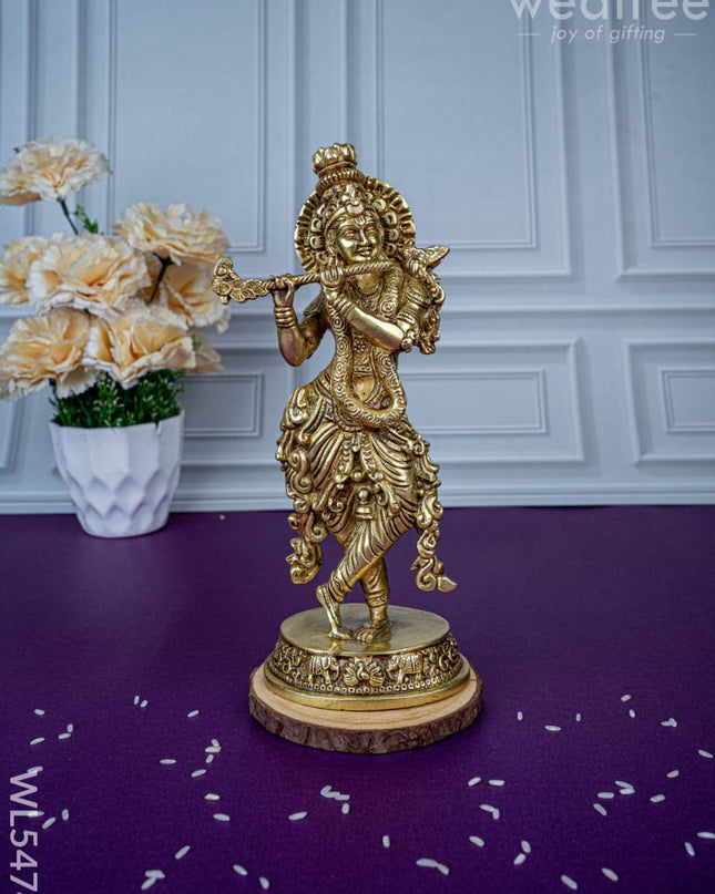 Brass Krishna Idol - 9 inch - WL5474 - Brass Figurines
