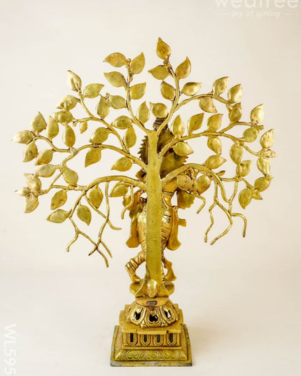 Brass Krishna Idol with Kalpavriksha Tree - 21 inch - WL5954 - Brass Figurines