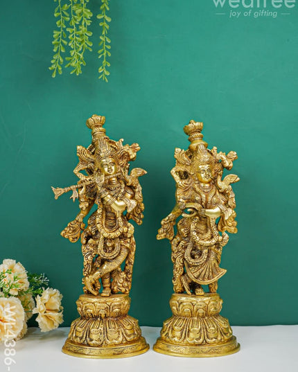Brass Krishna Radha Figurines - Set Of 2 Wl4386