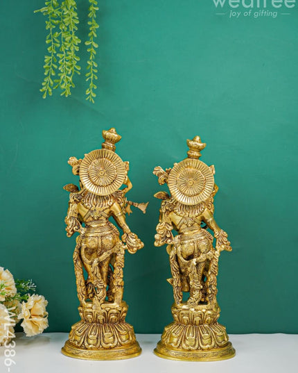 Brass Krishna Radha Figurines - Set Of 2 Wl4386