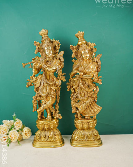 Brass Krishna Radha Figurines - Set Of 2 Wl4386