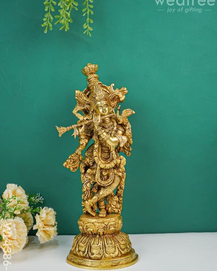 Brass Krishna Radha Figurines - Set Of 2 Wl4386