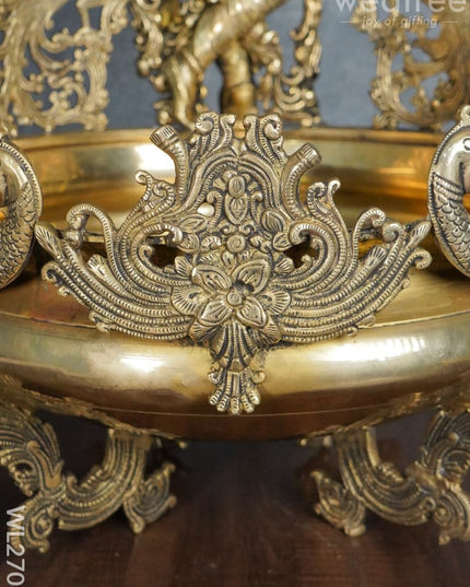 Brass Antique Krishna Urli - Wl2708