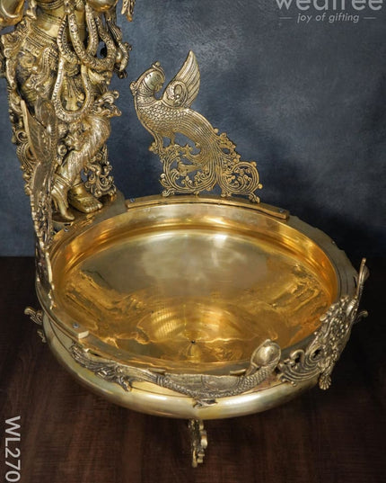 Brass Antique Krishna Urli - Wl2708