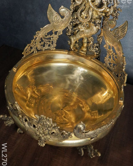 Brass Antique Krishna Urli - Wl2708