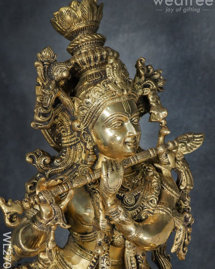 Brass Antique Krishna Urli - Wl2708