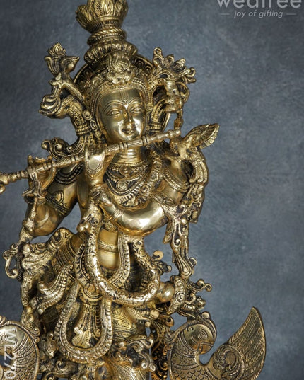 Brass Antique Krishna Urli - Wl2708