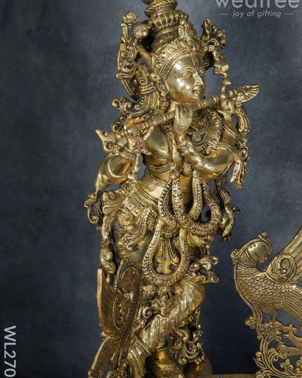 Brass Antique Krishna Urli - Wl2708