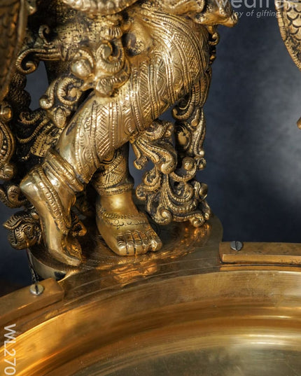 Brass Antique Krishna Urli - Wl2708
