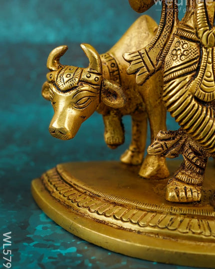 Brass Krishna with Cow - 5 inch - WL5790 - Brass Figurines