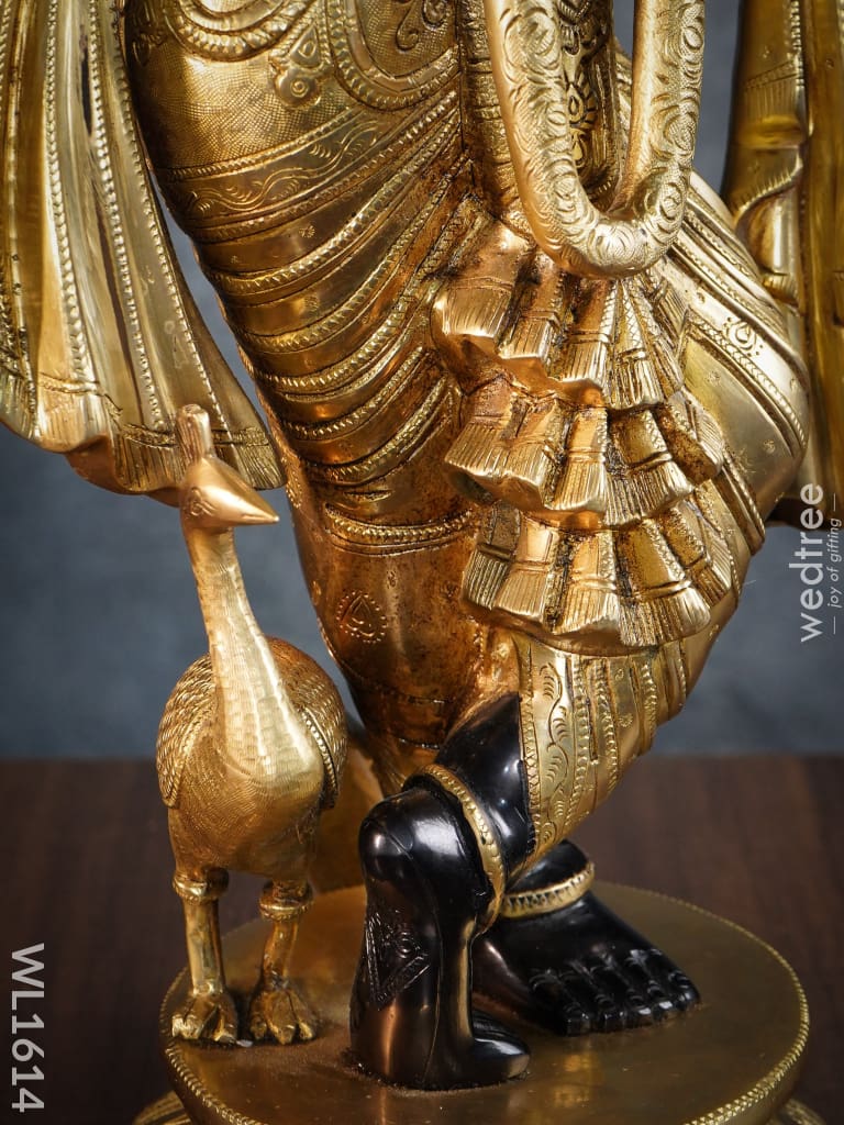 Brass Krishna With Peacock - Wl1614 Figurines