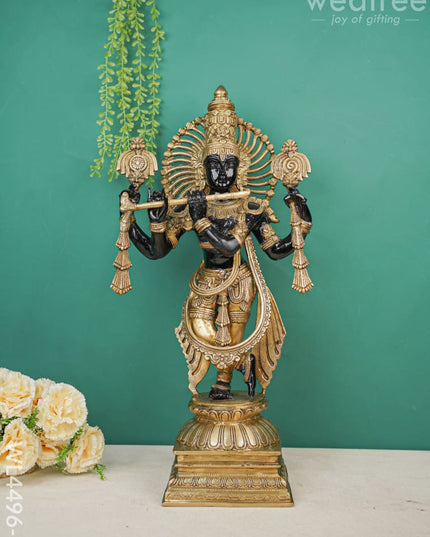 Brass Krishna With Shank Chakra - Wl4496 Figurines