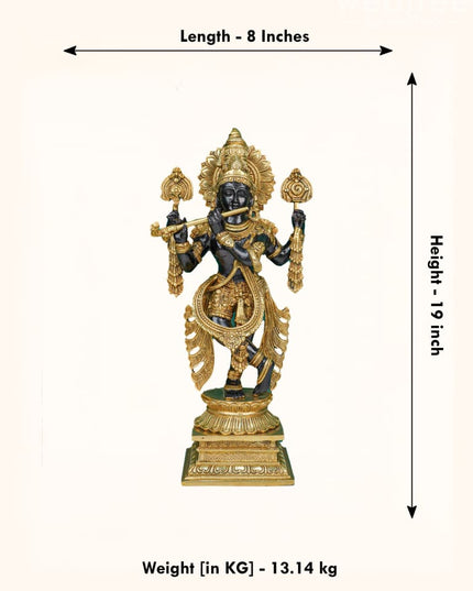 Brass Krishna With Shank Chakra - Wl4496 Figurines
