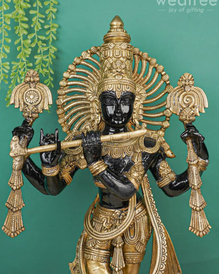 Brass Krishna With Shank Chakra - Wl4496 Figurines