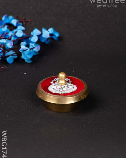 Brass Kumkum Dibbi - Madhubani - WBG1745 - Brass Kumkum Holder - RG