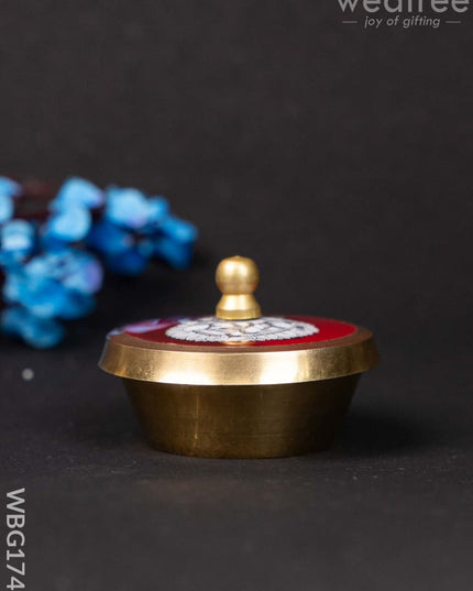 Brass Kumkum Dibbi - Madhubani - WBG1745 - Brass Kumkum Holder - RG