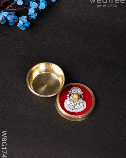 Brass Kumkum Dibbi - Madhubani - WBG1745 - Brass Kumkum Holder - RG