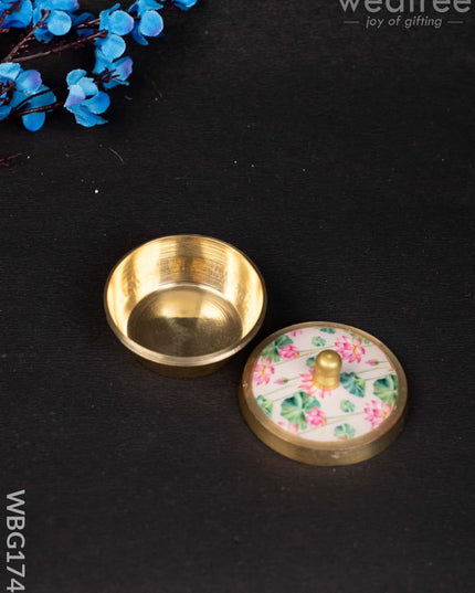 Brass Kumkum Dibbi - Pichwai - WBG1744 - Brass Kumkum Holder - RG
