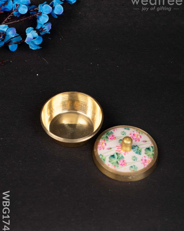 Brass Kumkum Dibbi - Pichwai - WBG1744 - Brass Kumkum Holder - RG