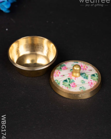 Brass Kumkum Dibbi - Pichwai - WBG1744 - Brass Kumkum Holder - RG