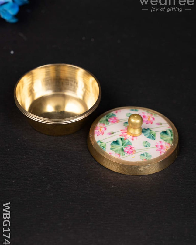 Brass Kumkum Dibbi - Pichwai - WBG1744 - Brass Kumkum Holder - RG