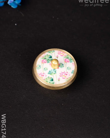 Brass Kumkum Dibbi - Pichwai - WBG1744 - Brass Kumkum Holder - RG