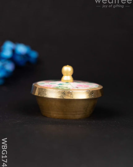 Brass Kumkum Dibbi - Pichwai - WBG1744 - Brass Kumkum Holder - RG