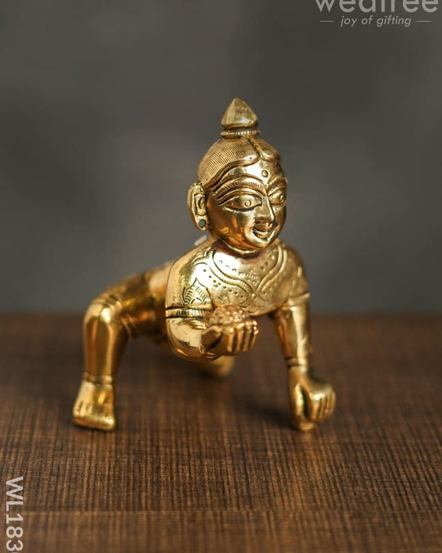 Brass Laddu Gopal - 5.5Inch Wl1830 Figurines