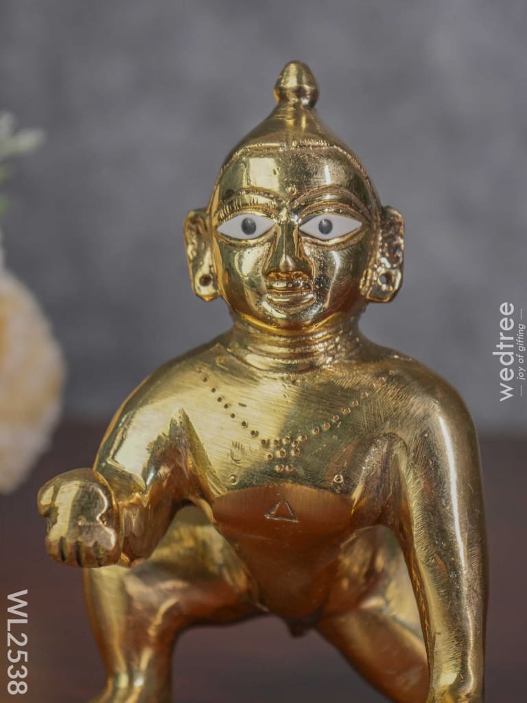 Brass Laddu Gopal 6.5 Inch - Wl2538 Figurines