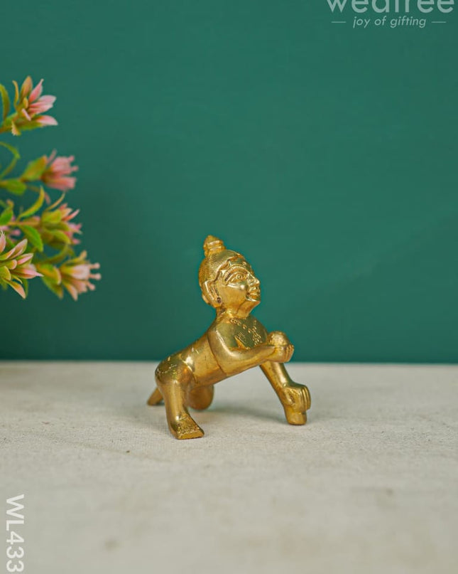 Brass Laddu Gopal Figurines - 3 inch - WL4331 - Brass Figurines
