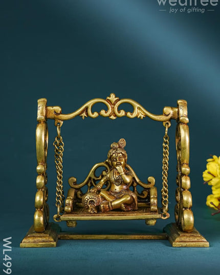Brass Laddu Gopal on Jhoola - WL4990 Brass Antique