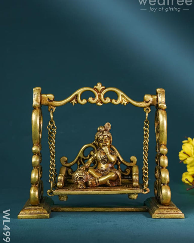 Brass Laddu Gopal on Jhoola - WL4990 Brass Antique