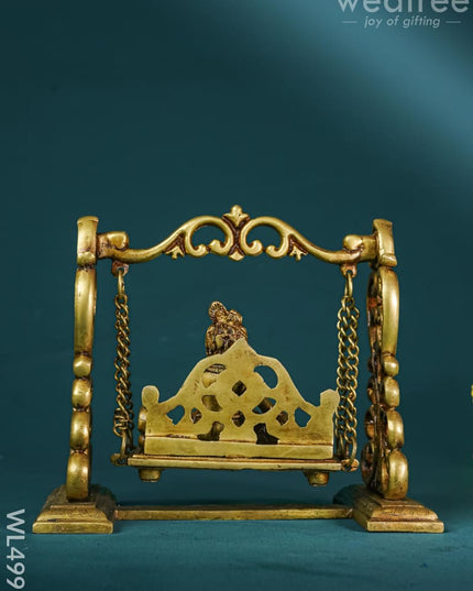 Brass Laddu Gopal on Jhoola - WL4990 Brass Antique