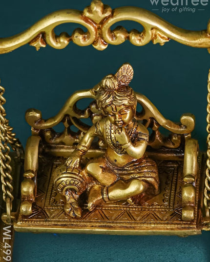 Brass Laddu Gopal on Jhoola - WL4990 Brass Antique