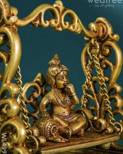 Brass Laddu Gopal on Jhoola - WL4990 Brass Antique