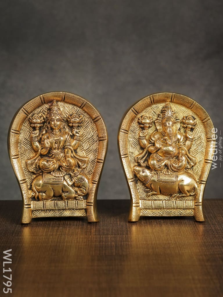 Brass Lakshmi Ganesh Plates - Set Of 2 (Black Antique Finish) Wl1795 Figurines