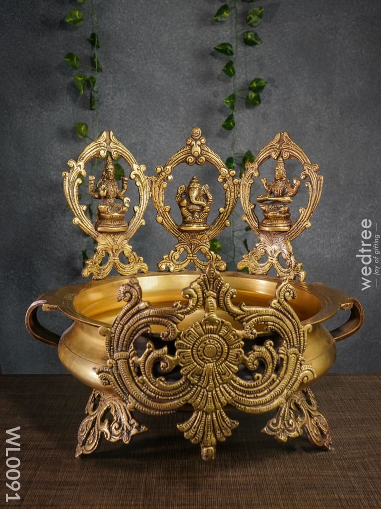 Brass Lakshmi-Ganesh-Saraswathi Urli - Wl0091