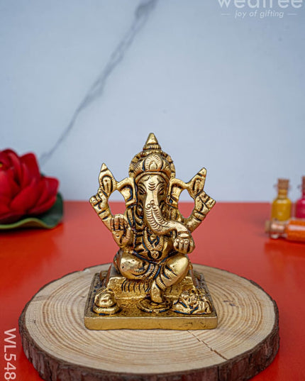 Brass Lakshmi Ganesha Idol - 3 inch - WL5484 - Brass Figurines