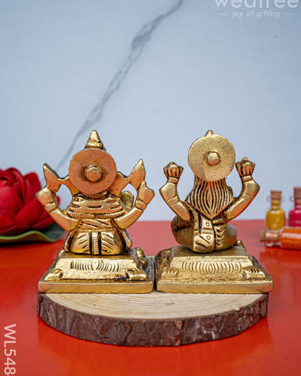 Brass Lakshmi Ganesha Idol - 3 inch - WL5484 - Brass Figurines